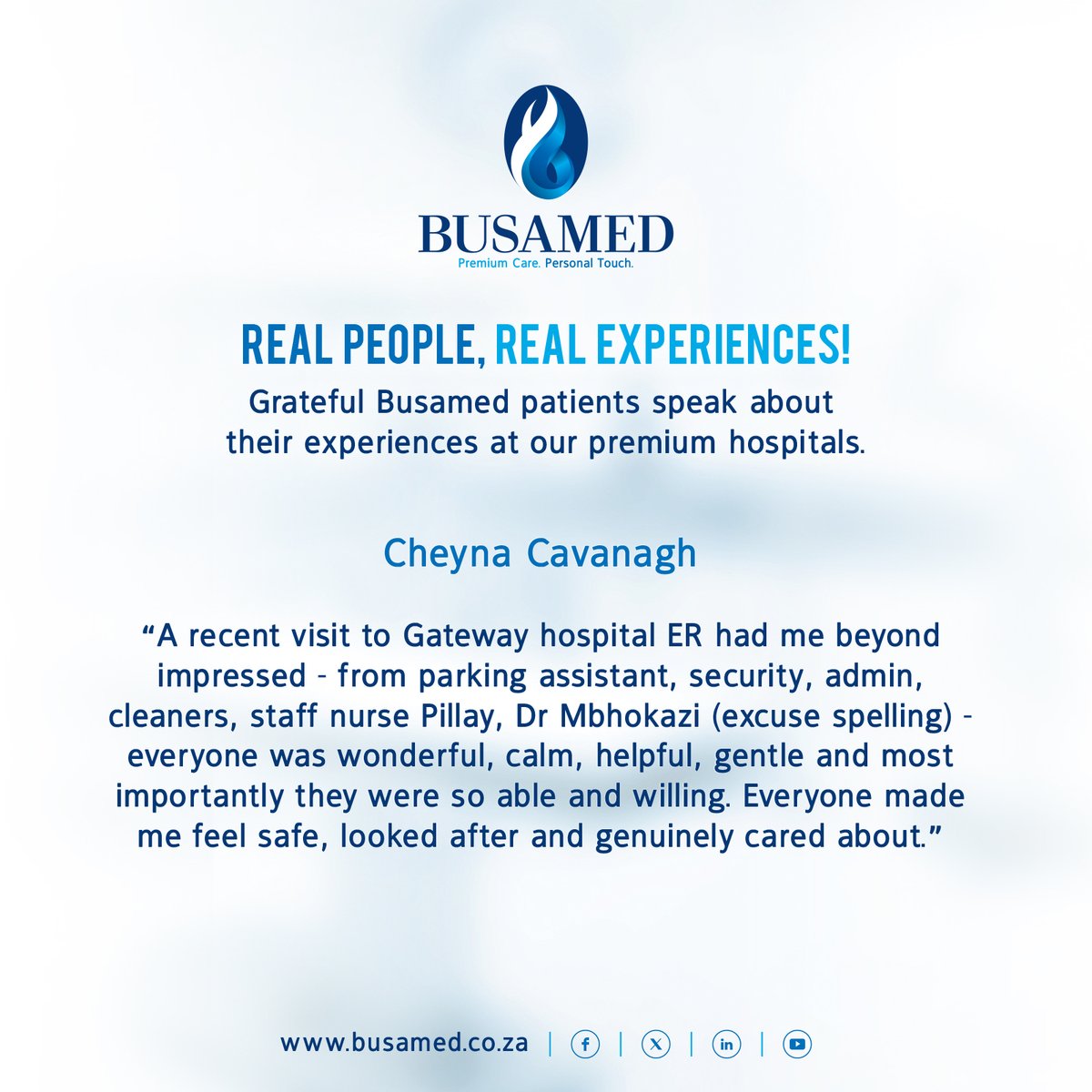Our staff and our service are incomparable and our patients are testament to that.
#Busamed #PatientTestimonials