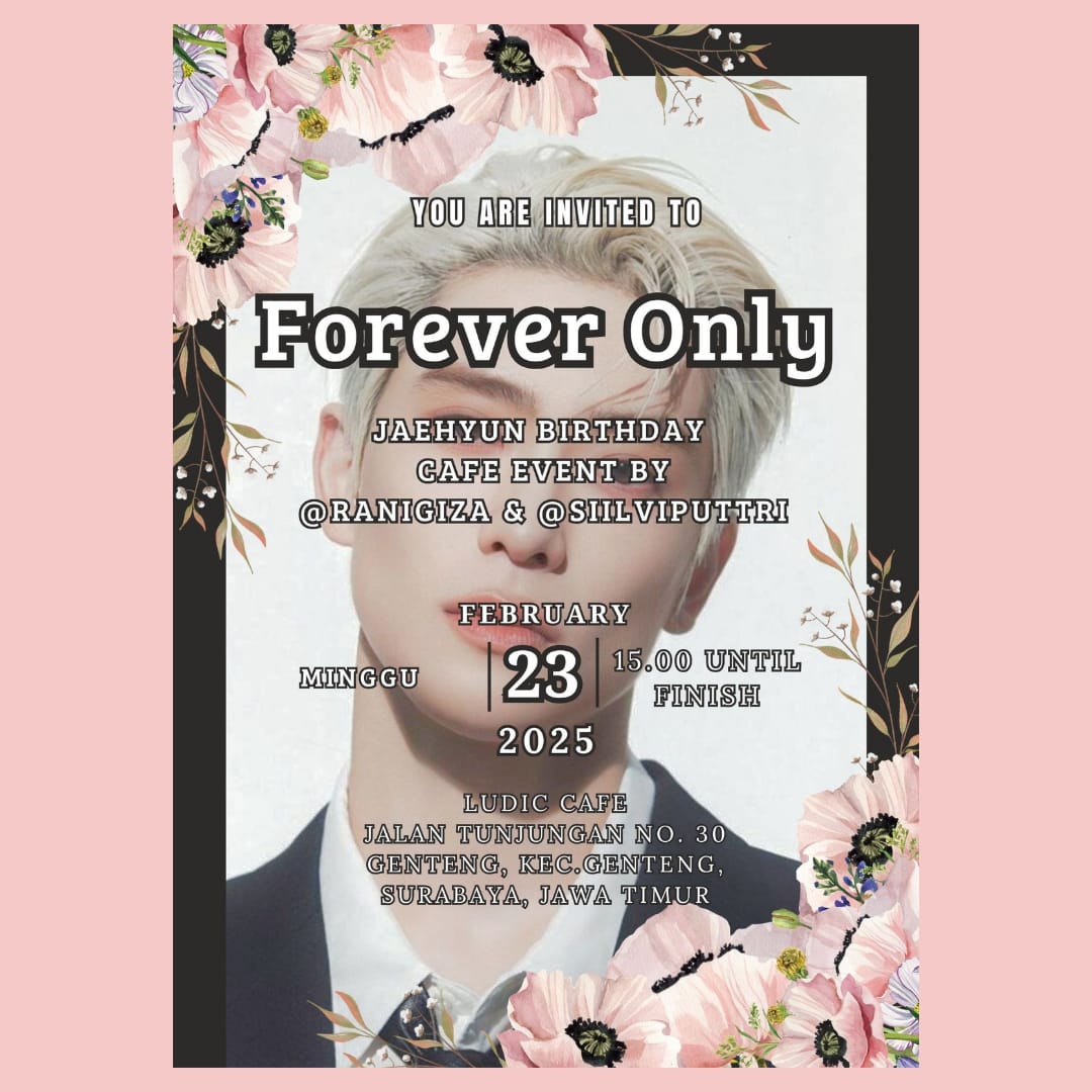 nctjaehyunfess's tweet photo. CALLING VALENTINES JAWA TIMUR (SURABAYA DAN SEKITARNYA)!
Untuk melepas sejenak kerinduan kita sama Jaehyun, gimana kalau kita kumpul di acara birthday cafe event? Kita bisa seru-seruan bareng sesama Vals Jawa Timur.
Event ini TANPA HTM ya, jadi kalian cuma (cont) https://t.co/B81SRX8BaM