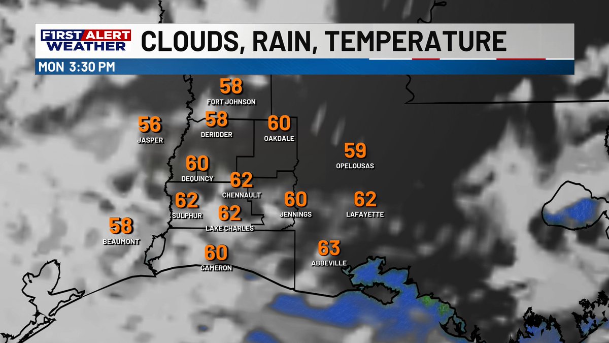 EnkJoseph's tweet photo. It's a cloudy mild and slightly breezy start to the week! Temperatures aren't too cold this morning and showers have died down, but don't expect it to warm up by too much this afternoon. A few patches of sunshine may push a few areas into the low 60's. https://t.co/oQc0PaAbTj https://t.co/8TcdnJtXhN