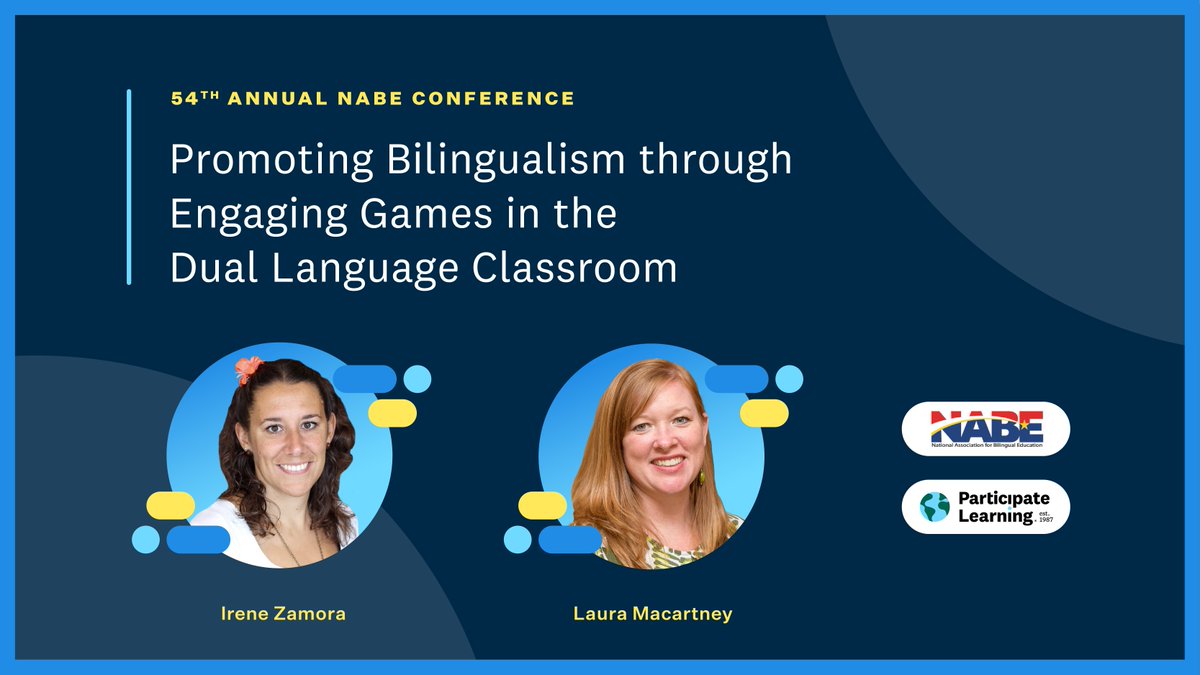 Participate Learning (@participatelrng) on Twitter photo Looking for ways to energize your #DualLanguage classroom? Don’t miss @LauraMaCartney8 and <a href="/IreneZamoraSoto/">Irene Zamora Soto</a> at <a href="/NABEorg/">NABE- National Association for Bilingual Education</a> as they share engaging games to make bilingualism a superpower! 📚 🦸♂️
🗓 Thursday, Feb. 20 | ⏰ 3:50–4:40 PM | 📍 Hyatt Regency ATL
Want a sneak peek now? Looking for ways to energize your #DualLanguage classroom? Don’t miss @LauraMaCartney8 and <a href="/IreneZamoraSoto/">Irene Zamora Soto</a> at <a href="/NABEorg/">NABE- National Association for Bilingual Education</a> as they share engaging games to make bilingualism a superpower! 📚 🦸♂️
🗓 Thursday, Feb. 20 | ⏰ 3:50–4:40 PM | 📍 Hyatt Regency ATL
Want a sneak peek now?
