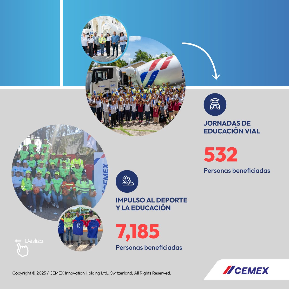 ¡Celebramos nuestros logros de impacto social en 2024!
Con esfuerzo, dedicación y un inmenso compromiso por el bienestar de nuestras comunidades, hemos logrado grandes avances durante el 2024.

#ImpactoSocial #JuntosPorUnMejorFuturo #GraciasATi #CemexDominicana