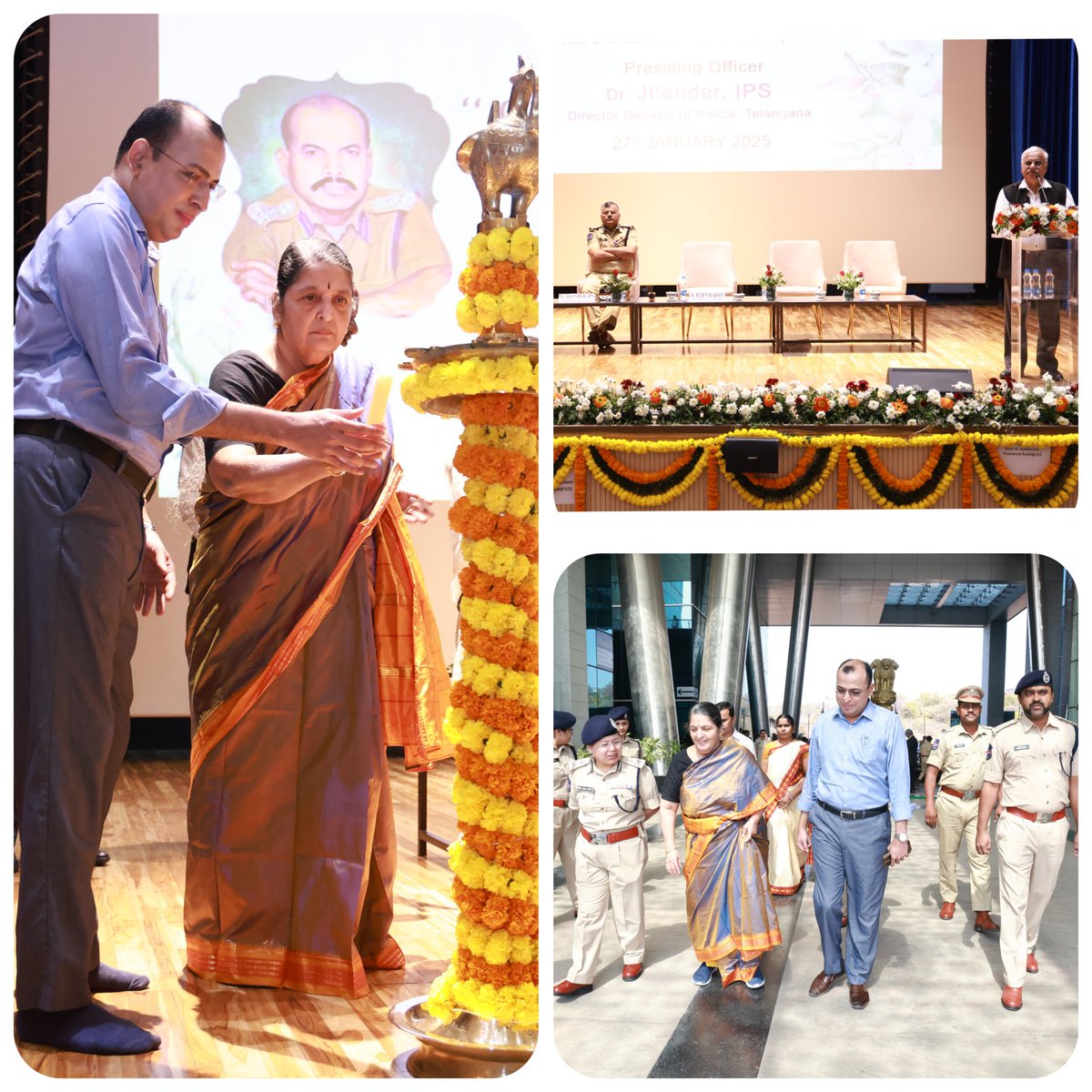 TGPoliceAcademy's tweet photo. 25th K. S. Vyas Memorial Lecture:

The 25th K. S. Vyas Memorial Lecture, hosted by RBVRR Telangana Police Academy, was a remarkable event honoring the legacy of Late Sri K. S. Vyas. Dr. Rajen Harshe delivered a thought-provoking lecture on "Globalization & Terrorism," exploring its impact on modern security, technology, and counterterrorism strategies.  

Presided over by DGP Dr. Jitender, IPS, the event brought together senior police officers, retired officers, Greyhounds officers, press members, and Telangana Police Academy faculty. Special guests included Smt. Aruna Vyas and Sri Sreevatsa Kota, son of Late Sri K. S. Vyas.  

Key speeches from Academy Director Ms. Abhilasha Bisht and Retd. IPS officer Sri M.V. Krishna Rao added depth to the proceedings. Engaging discussions during the Q&A session further emphasized the need for adaptability and collaboration in tackling terrorism.  

A meaningful tribute to a visionary leader! 
#KSVyasMemorial 
#Globalization 
#Terrorism 
#TelanganaPolice