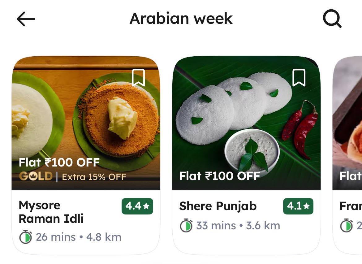 The favourite thing about <a href="/zomato/">zomato</a> celebrating “Arabic Week” in Kochi is how the first slot is for Arabic Idli and second is for Arabic Aloo Paratha 😅😅
