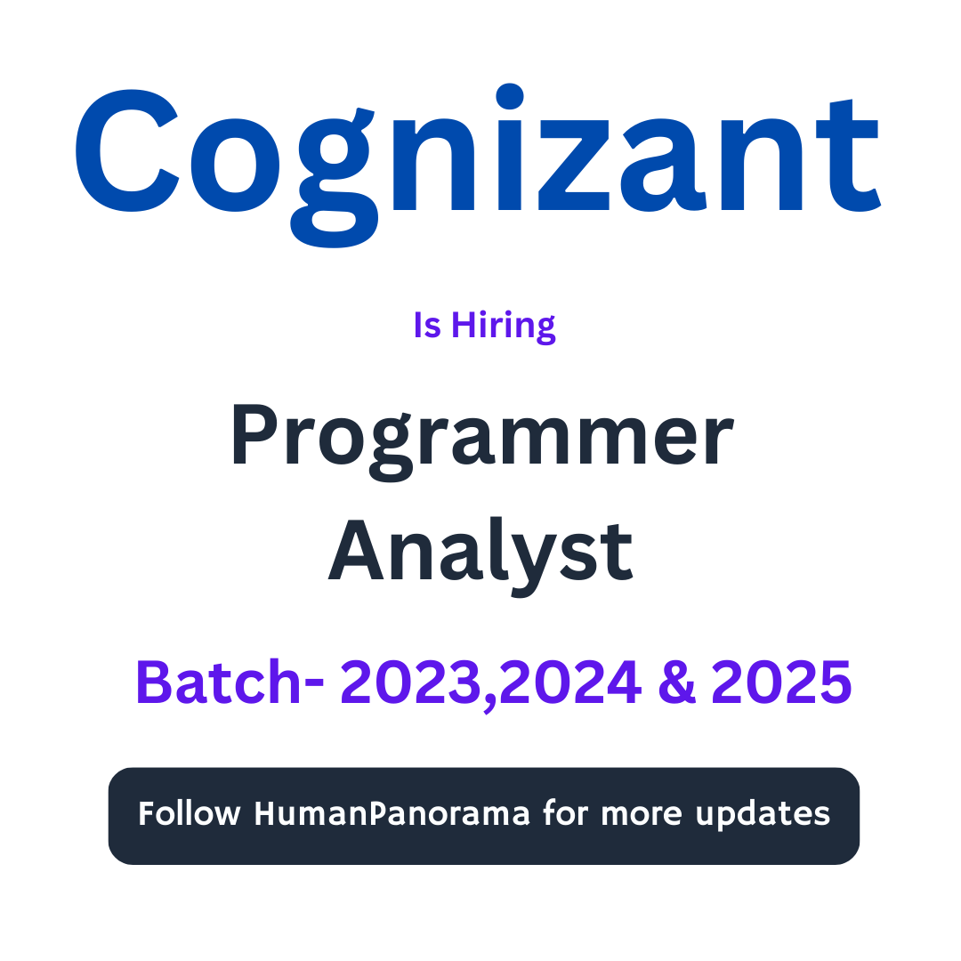 HumanPanorama's tweet photo. Company: Cognizant 
Role: Programmer Analyst
Experience: 0+ Years
Location: Bangalore, India
Apply Now: https://t.co/U4wupiz212

Hashtags:
#spglobal #freshersjobs #datasciencecareers #apprenticehiring #techcareers #jobalert #Freshers2025 #careerindatascience #bangalorejobs https://t.co/CXoUDH1pVF