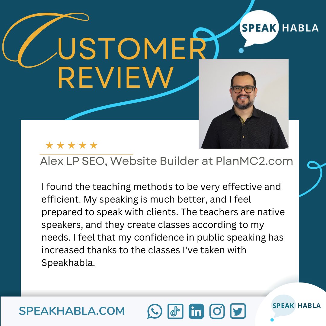 speak_habla's tweet photo. 🌟 ¡Nuestros clientes son los que mejor lo dicen! 🌟Nos honra marcar la diferencia, una historia de éxito a la vez.
✨ ¡Clases privadas y grupales desde solo ₡50.000/mes! ✨
Programa tu sesión de descubrimiento GRATUITA. - https://t.co/IxiGGWwoqV https://t.co/tOomCBWOLo