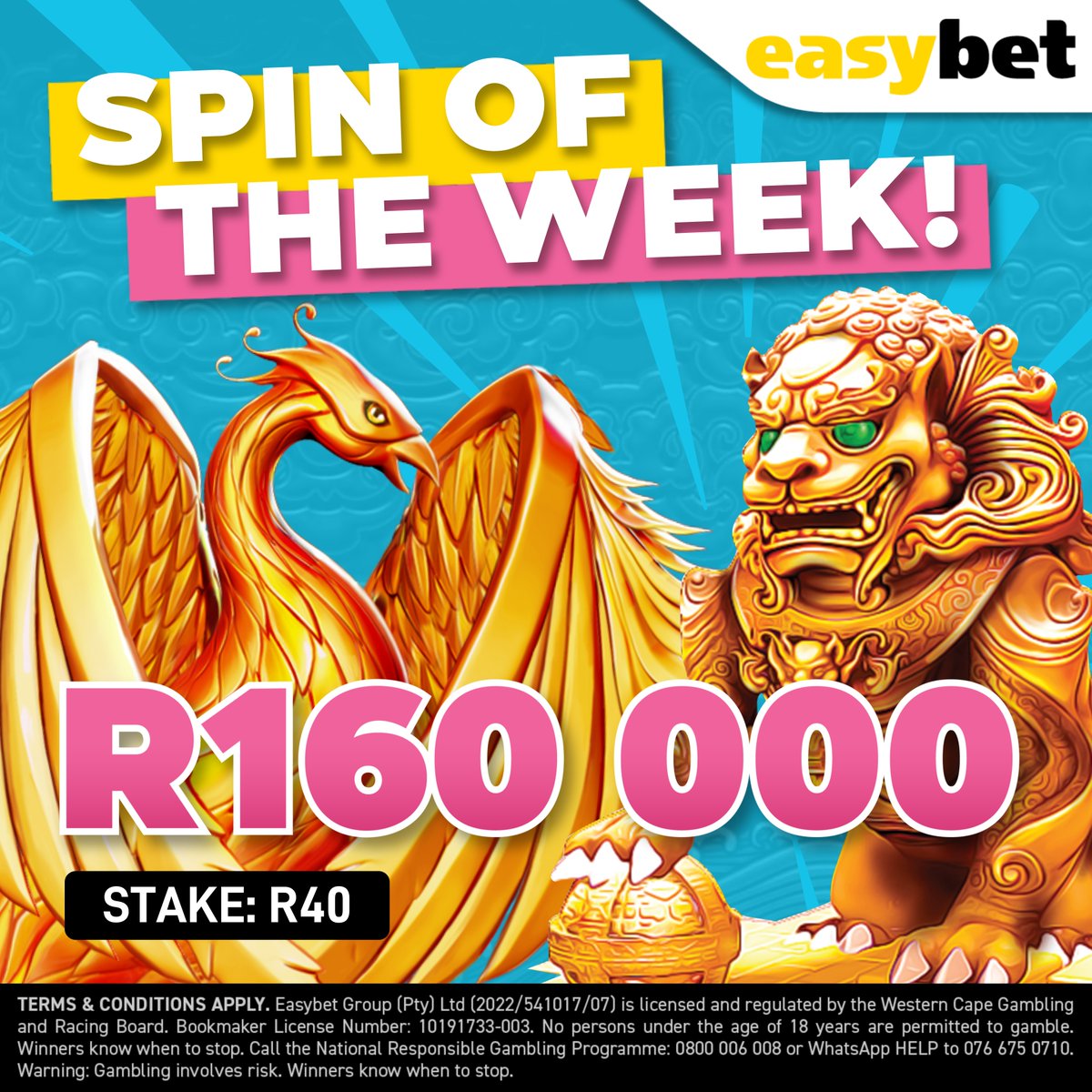 Easybet_SA's tweet photo. R40 transformed into a roaring R160 000 win! 🦁💰 This week’s luckiest player took on 5 Lions Megaways, spun the reels, and came out victorious with this awesome prize! 💥

🎯 Feeling lucky? Spin now at 👉 https://t.co/qhjChQwiTJ and YOU could be next!

#Easybet #SpinOfTheWeek #BigWin #5LionsMegaways #YellowArmy 🎰💥🦁