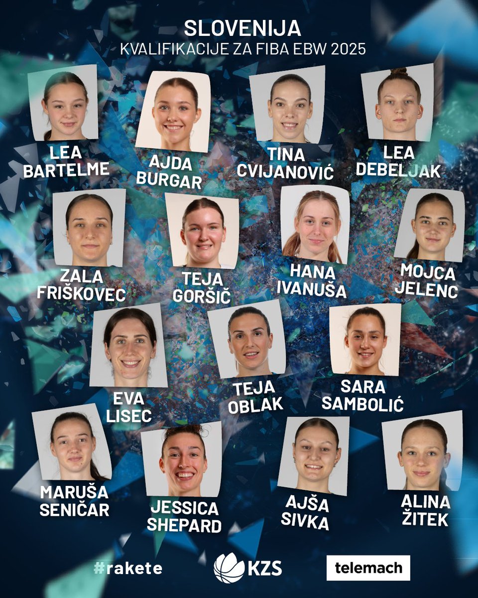 kzs_si's tweet photo. Selektor Dikaioulakos razkril seznam reprezentantk za odločilni tekmi kvalifikacij!

#rakete so pred vrhuncem kvalifikacij za EuroBasket 2025! Po treh zmagah in enem porazu vodijo v svoji skupini, zdaj pa jih čakata še dve ključni tekmi proti Bolgariji v Botevgradu 6. februarja in proti Finski na Kodeljevem v Ljubljani, 9. februarja ob 18.00. ⚔️

Na parket se vrača tudi kapetanka Teja Oblak po 10-mesečni odsotnosti. 🌟

#rakete I @TelemachSi  I @TriglavGroup