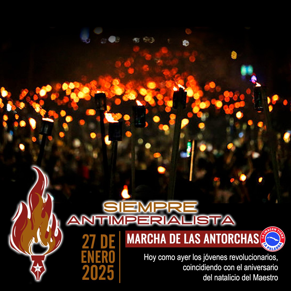 #CubaMined acompañará al pueblo, hoy lunes 27/1 a las 8:00pm cuando se ilumine con la luz martiana como hace 72 años nos regaló la Generación del Centenario encabezada por Fidel para no permitir que el Maestro muriese en el año de su centenario. #MartíPorSiempre