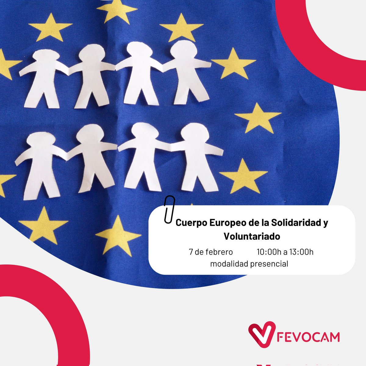 FEVOCAM's tweet photo. 📝🇪🇺 FEVOCAM os invita a la formación: "Cuerpo Europeo de la Solidaridad y Voluntariado", que desarrollaremos en colaboración con @la_coordinadora
✍️ Detalles e inscripción: https://t.co/OlpfmNdsPU 
✨️ ¡Os esperamos!
#formación #CES #fevocam https://t.co/OU8jS2WdKp