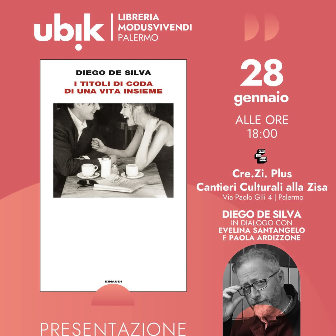 LuciaLibri (@lucialibri) on Twitter photo Ci piace segnalare la presentazione, domani, de "I titoli di coda di una vita insieme" di <a href="/DiegoDeSilva3/">Diego De Silva</a> (<a href="/Einaudieditore/">Einaudi editore</a>); al fianco dell'autore Evelina Santangelo e <a href="/vivechileggetw/">@vivechilegge</a> che del romanzo ha scritto qui
lucialibri.it/2024/11/27/fin…
Evento <a href="/ModusvivendiB/">Modusvivendi</a>
#twittalibro Ci piace segnalare la presentazione, domani, de "I titoli di coda di una vita insieme" di <a href="/DiegoDeSilva3/">Diego De Silva</a> (<a href="/Einaudieditore/">Einaudi editore</a>); al fianco dell'autore Evelina Santangelo e <a href="/vivechileggetw/">@vivechilegge</a> che del romanzo ha scritto qui
lucialibri.it/2024/11/27/fin…
Evento <a href="/ModusvivendiB/">Modusvivendi</a>
#twittalibro