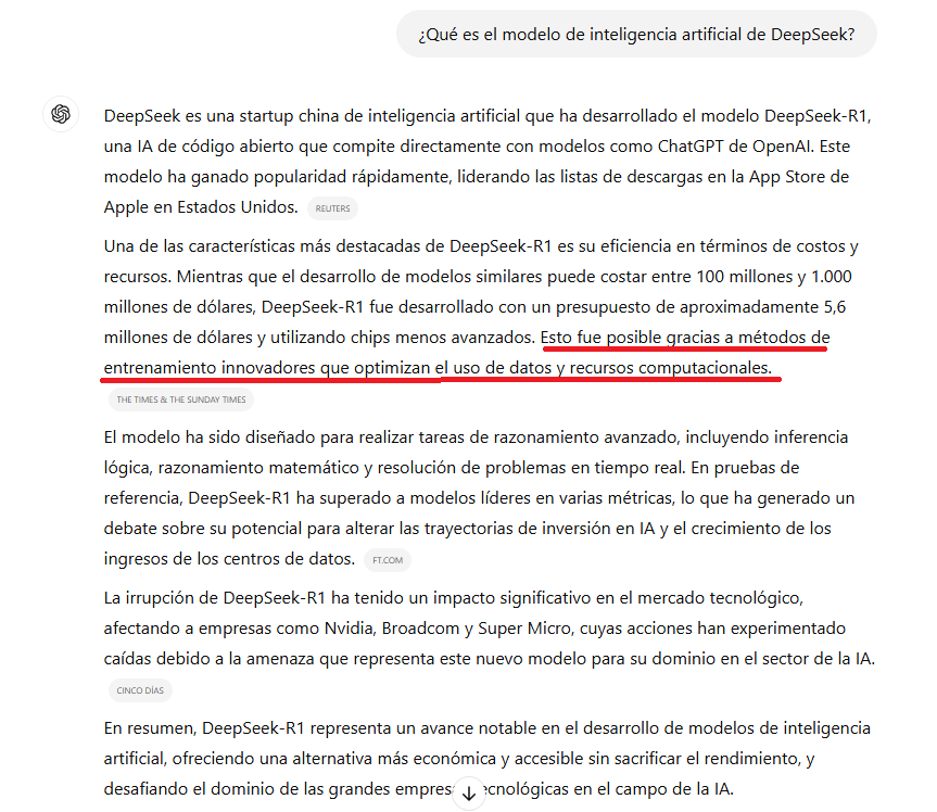 ManuelMLM3's tweet photo. Publicado por @FerranMClaudin@mastodon.social
Pánico entre las tecnológicas por una startup china de IA: ASML se hunde. La startup china de inteligencia artificial DeepSeek ha desatado el temor sobre la sostenibilidad del dominio tecnológico occidental. Las acciones de ASML han llegado a caer hasta un 9,4% en las primeras operaciones de Amsterdam este lunes, la mayor caída intradía desde el 15 de octubre.
https://t.co/EiPDSiQenI
@amturiel @colapsistas