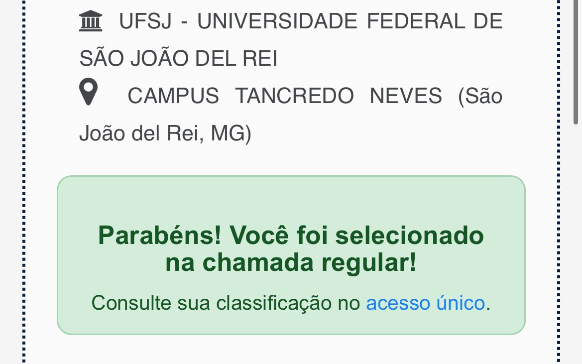 s07h1s's tweet photo. fui aprovada em ciência da computação na UFSJ! https://t.co/ZP9EY9c4L4