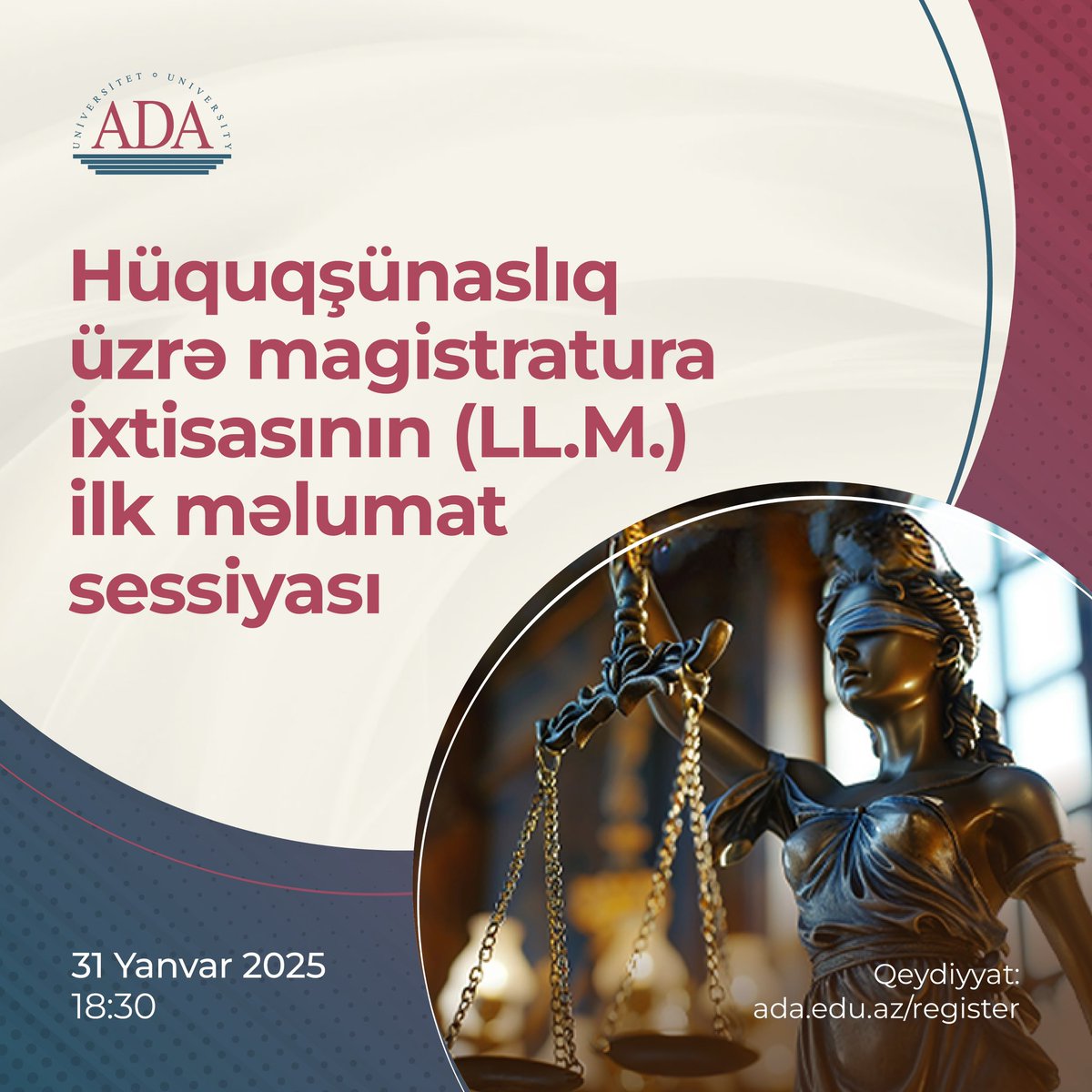 ADAUniversity's tweet photo. 🔺First Info Session of our Master of Laws.

➡️The Dean and his Assistant will share details about admissions criteria, curriculum, and future career opportunities.

#MasterofLaws #event #LawDegree #LegalEducation #CareerinLaw https://t.co/u6c1bWBZjl