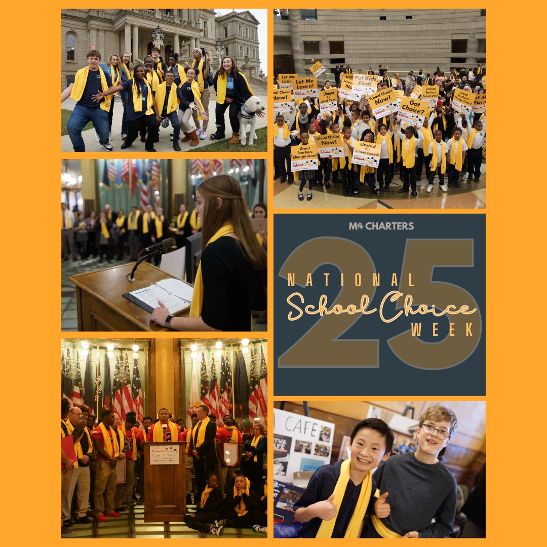 MICharters's tweet photo. Happy #NationalSchoolChoiceWeek! 🌟💛 This week, we celebrate the power of choice in education and the incredible opportunities that #MICharters provide for students to thrive.  

#ChartersLead #ChoiceMatters #NSCW25 https://t.co/cSPGkfrpnj