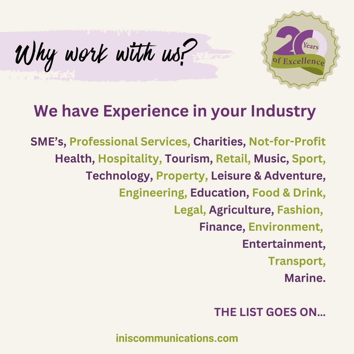 iniscomm's tweet photo. We have experience across a huge range of industry sectors. This means we’re familiar with how your industry works, who’s who in the industry and of course the industry lingo. Importantly we also know the specialist media in your industry to help get your story out there. https://t.co/bdQWG9yiMx