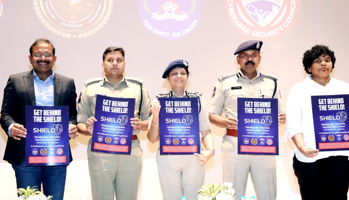 TelanganaCOPs's tweet photo. TGCSB Director Smt. Shikha Goel, IPS, announces SHIELD 2025, a premier cybersecurity conclave, with Cyberabad CP Sri Avinash Mohanty, IPS, and other dignitaries.

Will be organized on Feb 18-19, 2025 | HICC, Hyderabad

#SHIELD2025 #CyberSecurity #TelanganaPolice https://t.co/2NP5eKqUny