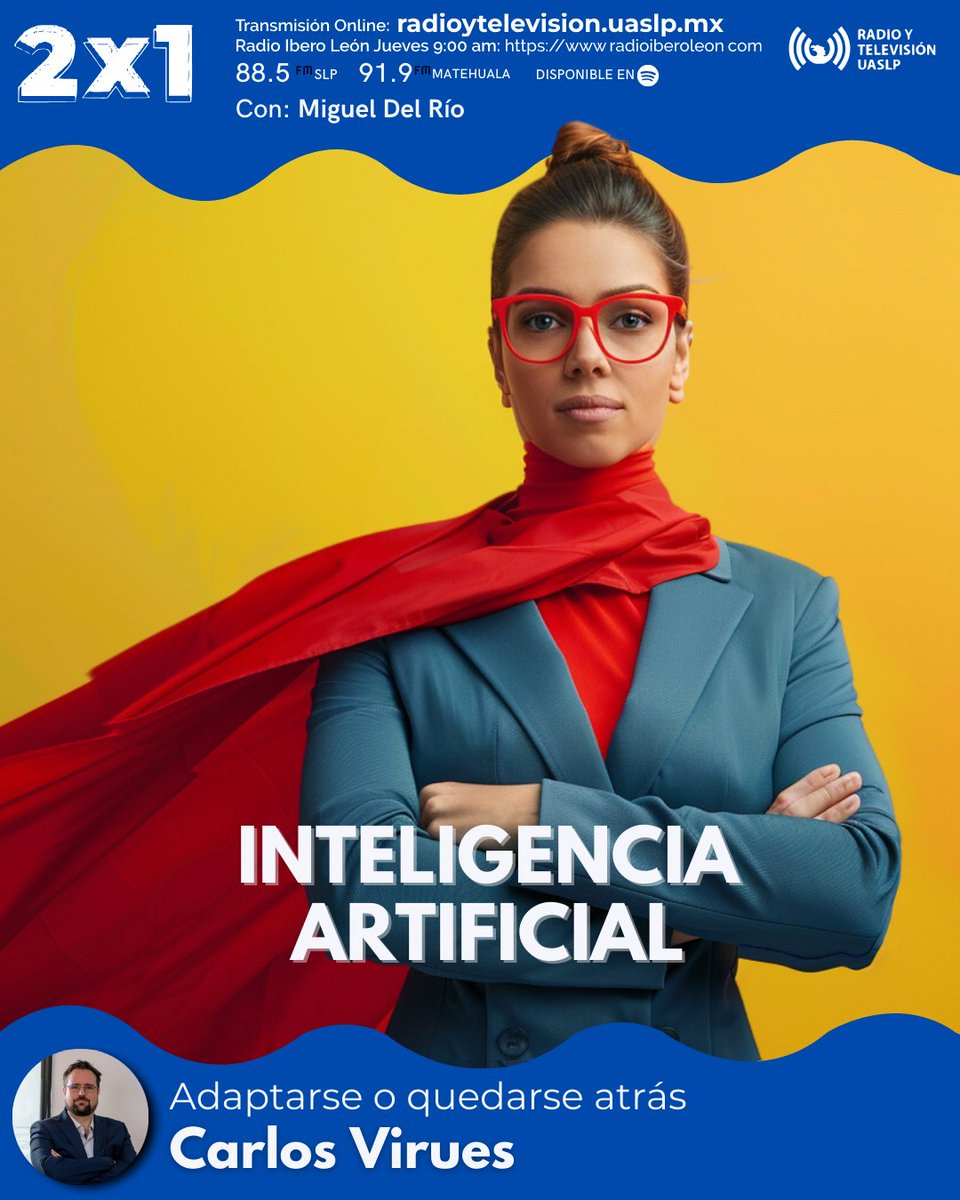 migueldelriomx's tweet photo. 🎙️ Hoy en 2X1: Inteligencia Artificial: Adaptarse o quedarse atrás 🇪🇨 Desde Ecuador, Carlos Virues @CarlosViruess  nos habla sobre cómo la IA está transformando el mundo profesional y personal.💡 Descubre cómo aprovechar esta tecnología y superar el miedo al reemplazo laboral🔥 https://t.co/da1MEnot0r