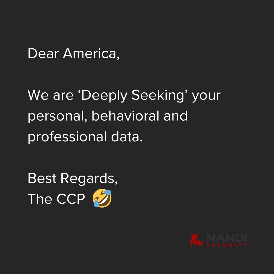 😀

#ArtificialInteligence #privacy #personaldata #cybersecurity #DeepSeek