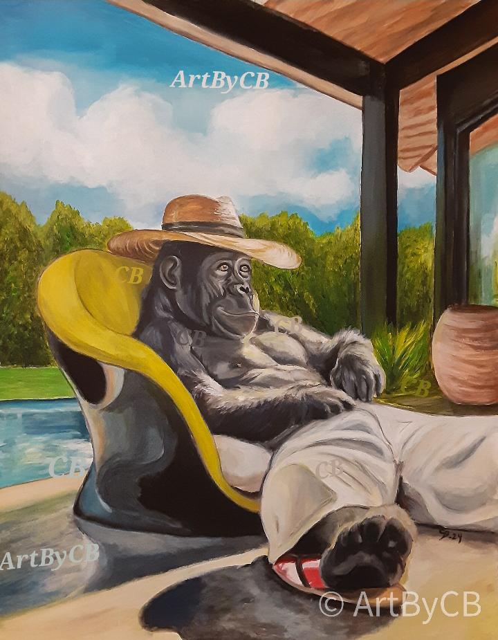 My painting of the most relaxed Gorilla you'll ever see!😆🦍❤
Prints and Original available on ArtPal.
ArtPal.com/artbycb?i=3165…

<a href="/ArtistCornerTS/">Artist Corner</a> #art