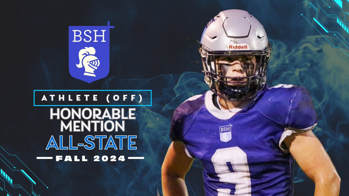 🥉 Congrats to Brian Bodman, who was recognized as Honorable Mention All-State for Division II by the VISFL for his play this fall as an Athlete. Brian was an all-around performer for the Knights, wracking up over 1000+ yards &amp; 12 TDs! #HailToThee #bshfootball #allstate
