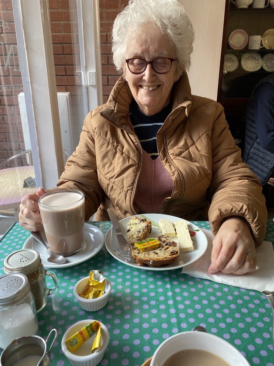 Delicious rich fruit loaf with Wensleydale cheese at Grays Tea Room in the Bail. Well presented and very tasty. ✔️