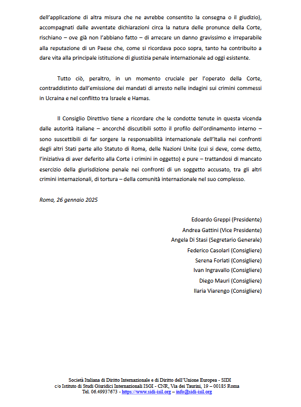 SIDIorg's tweet photo. 👉Sulla vicenda relativa alla liberazione e al #rimpatrio di Osama #Elmasry, Intervento del Consiglio Direttivo della Società italiana di #Diritto internazionale e di Diritto dell’UE https://t.co/aT62ab9TgX #SIDI #internationalcriminalcourt #Almasri https://t.co/PPic0luv21