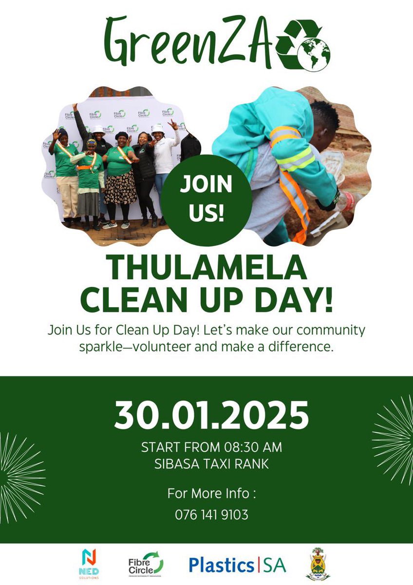 GreenZAenviro's tweet photo. GreenZA invites you to be part of the Thulamela Clean-Up Campaign, and we’d love for everyone in the Thulamela area to join us in this important initiative. Together, we can make a lasting difference in keeping our community clean and sustainable.
#KeepThulamelaClean! https://t.co/T4lEjnmYNc