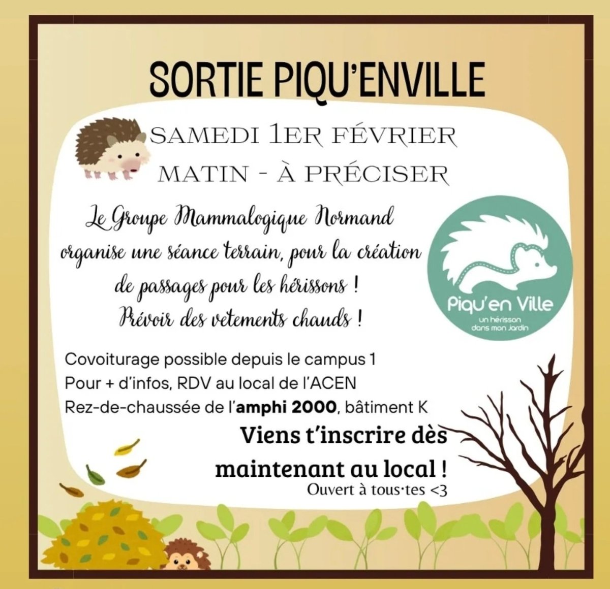 lesptitskipik's tweet image. Sortie Piqu'enville samedi 1er février 2024 matin @ACEN_14 @NicolasKlatka  #groupemammologiquenormand #herisson #biodiversité #piquenville