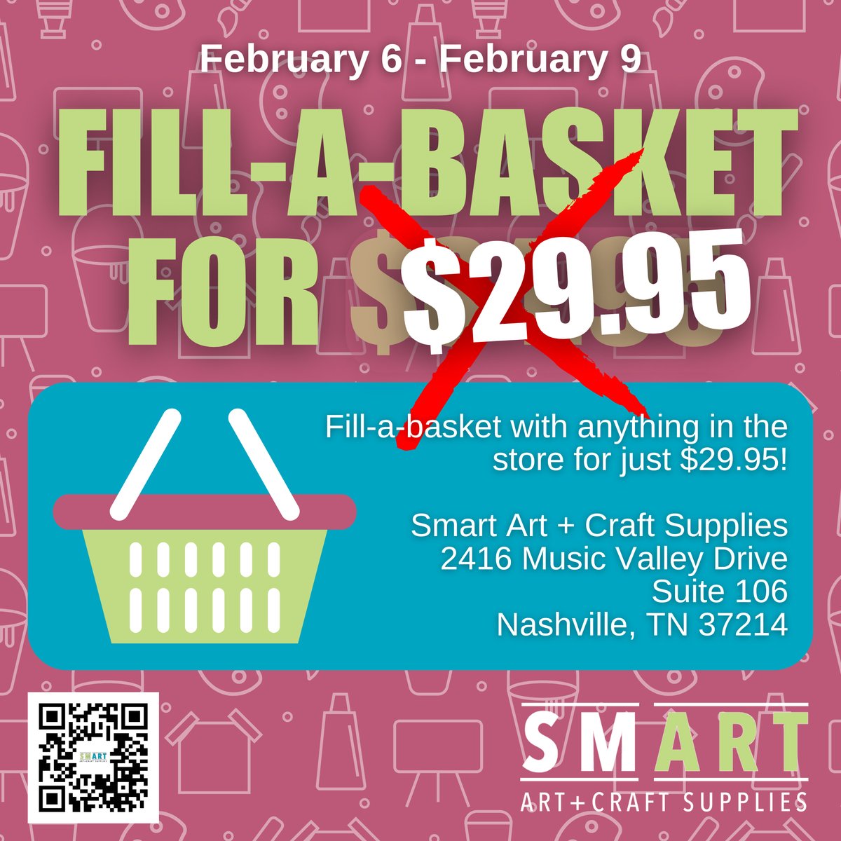 With less than two weeks before the big Fill-A-Basket Sale… we are lowering the price! Fill your basket to the top with anything STOREWIDE for just $29.95, sale starts Thursday February 6 at 10 AM. 🛍️