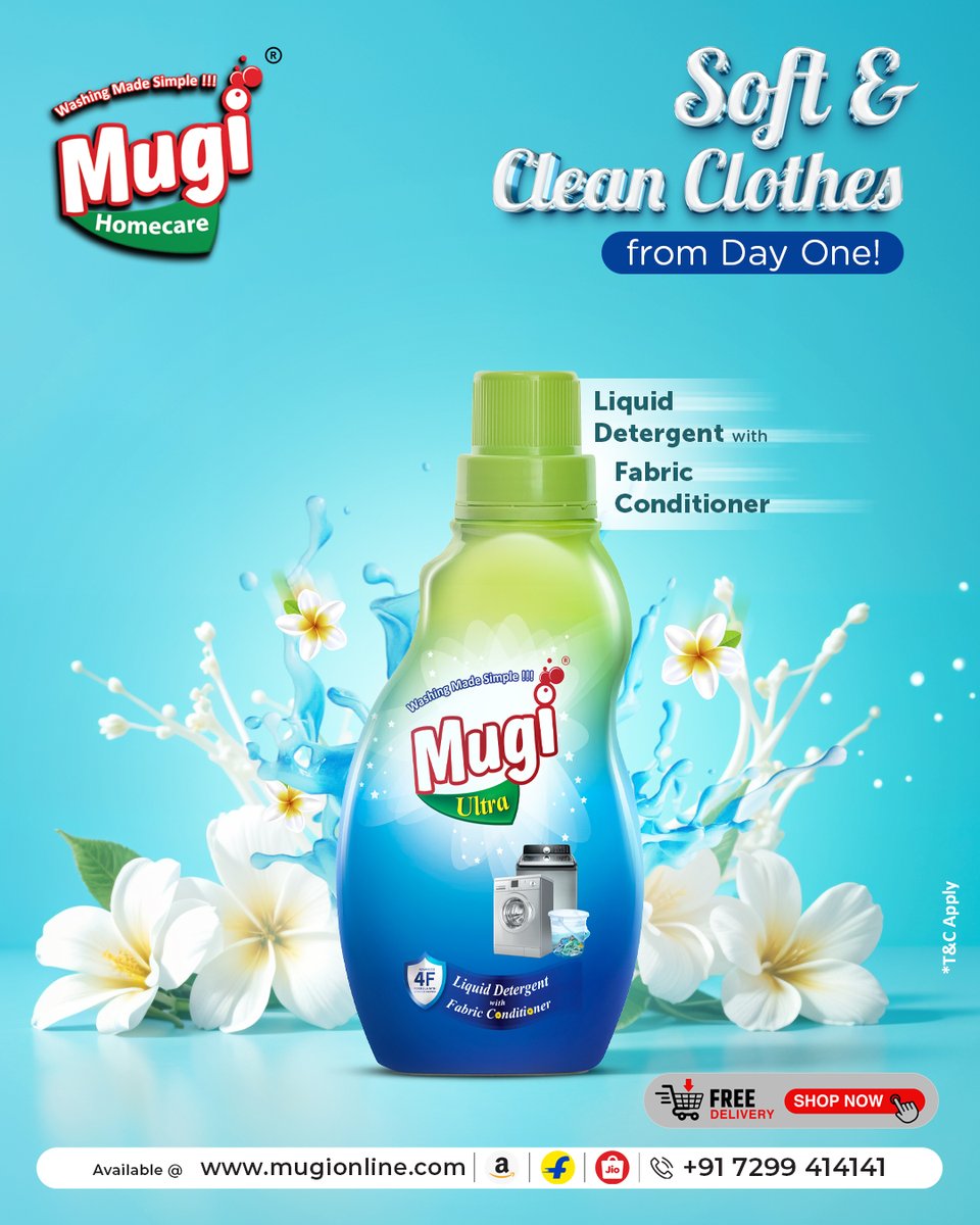 Mugi_Homecare's tweet image. Your clothes are soft, fresh, and perfectly clean from day one! No more rough, stiff fabrics—just silky smooth clothes that feel as good as they look.
Order Now: mugionline.com

#MugiUltra #SoftAndClean #LaundryCare #FreshClothes #SmartDetergent #ClothingCare #MugiIndia