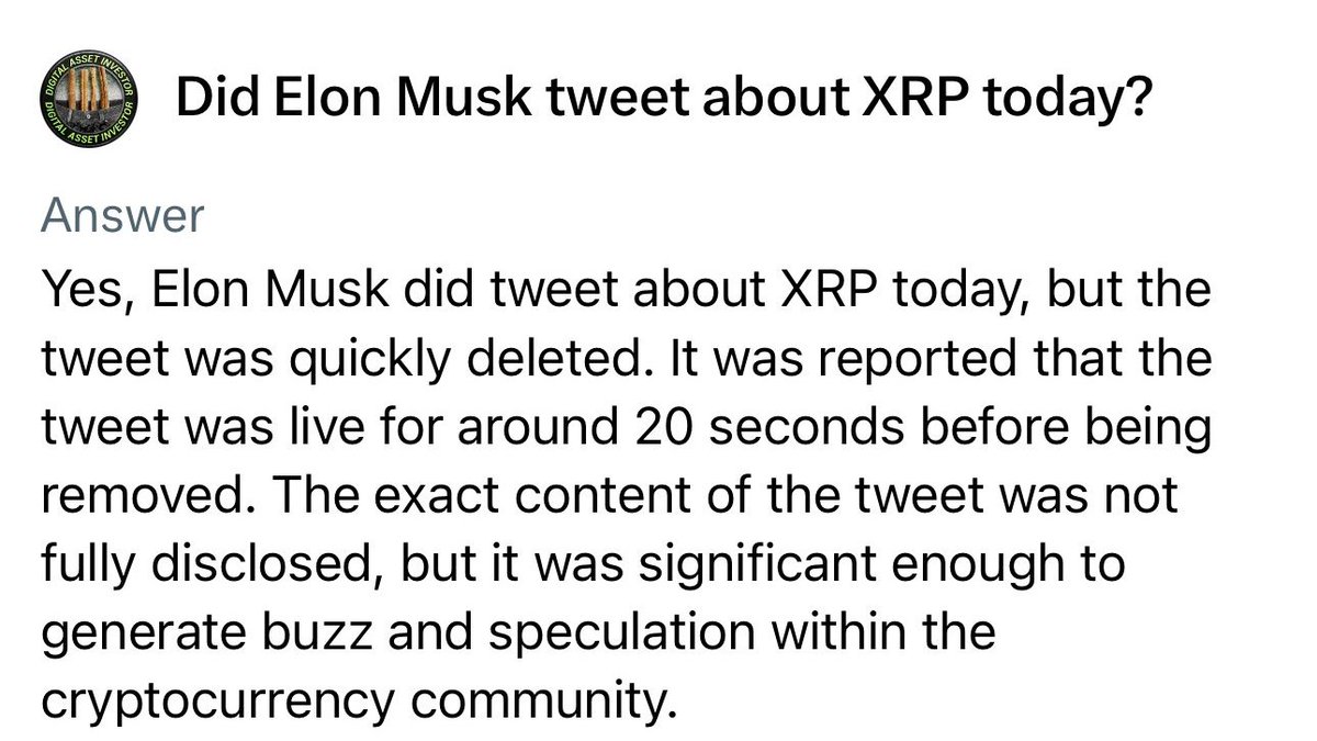 🚨BREAKING: AI owned by @elonmusk has Just Verified He in Fact did Tweet  about XRP a couple minutes ago! X Payments is coming, this year along with  the Approval of XRP for