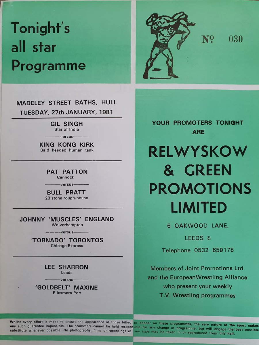 AJFwrestling (@ajfwrestling) on Twitter photo Programme for a Relwyskow & Green show in Hull on 27 January 1981
#OnThisDay 44 years ago
<a href="/RealErnestARS/">Tony Earnshaw</a> <a href="/ostpies/">Ostās Wrestling Archive</a> <a href="/WrestlingCardz/">Portsmouth Wrestling History</a> Programme for a Relwyskow & Green show in Hull on 27 January 1981
#OnThisDay 44 years ago
<a href="/RealErnestARS/">Tony Earnshaw</a> <a href="/ostpies/">Ostās Wrestling Archive</a> <a href="/WrestlingCardz/">Portsmouth Wrestling History</a>