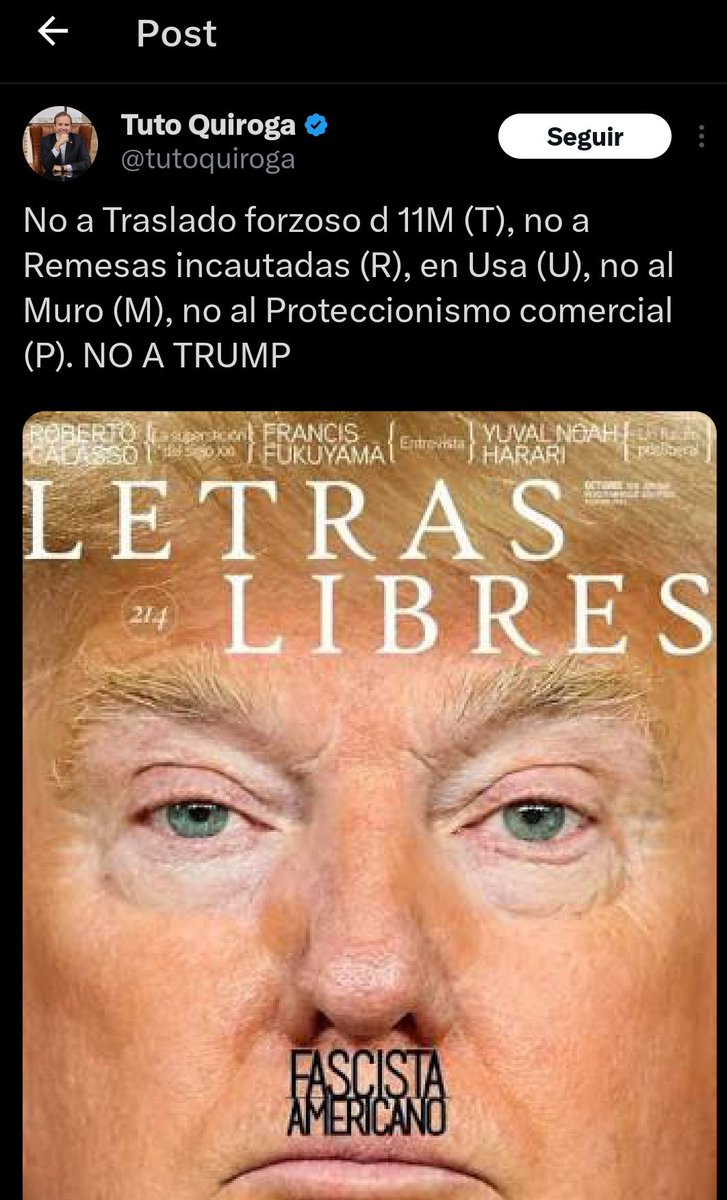 Otra razón más para no votar por el zurdo globalista peón Demócrata de <a href="/tutoquiroga/">Tuto Quiroga</a>. 

Después de ver el desastre de Colombia por tener un presidente odiador del presidente <a href="/realDonaldTrump/">Donald J. Trump</a> y con la boca que tiene Kiko seguro nos metería en severos líos. 

Tuto NO es oposición al