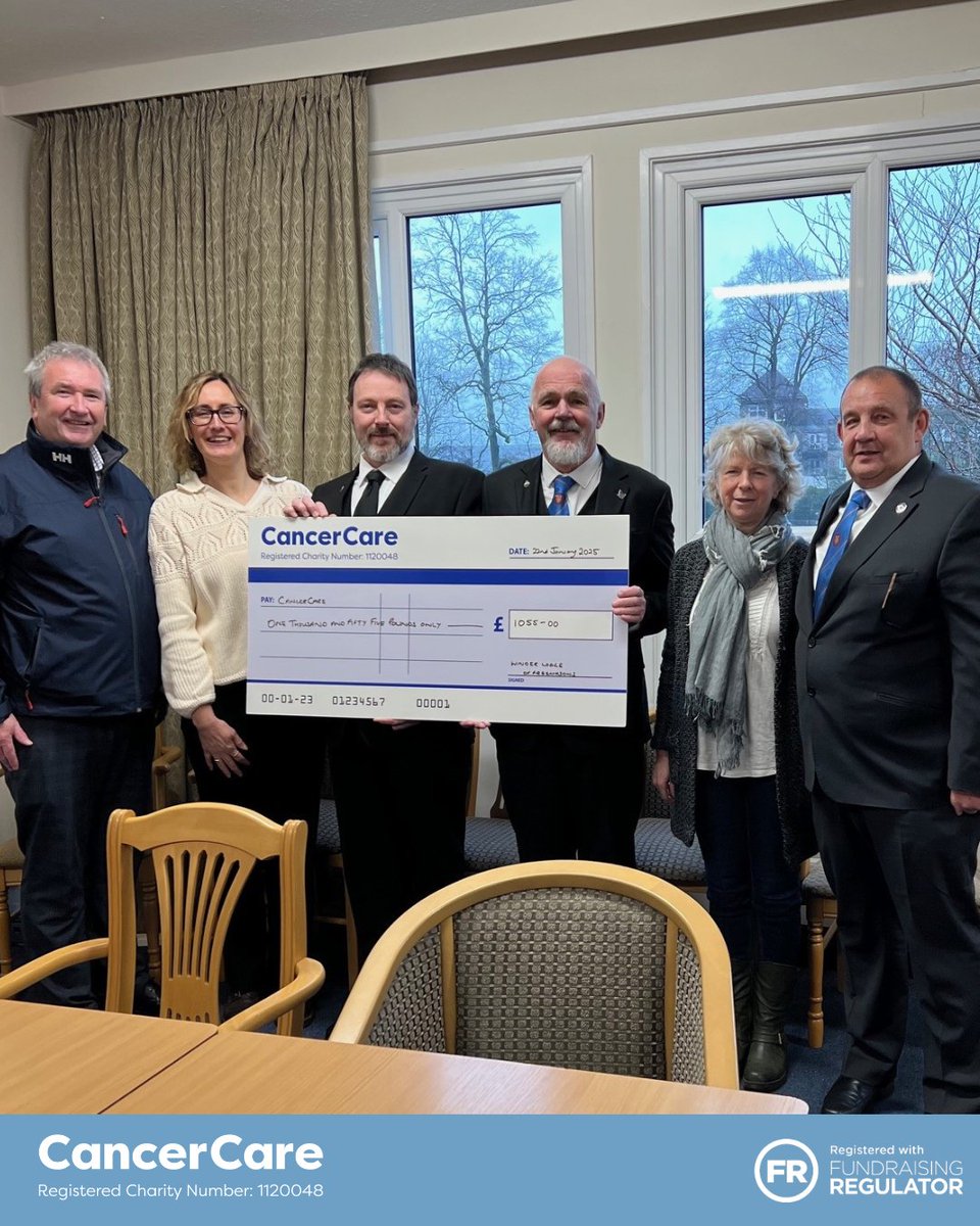 Thank you to the Winder Lodge of Freemasons in Kendal who have donated £1055 to CancerCare. They recently visited the Kendal centre to learn more about how their donation supports the vital work that we do.
#CancerCare #Kendal #Donation #Freemasons #WinderLodge #CancerSupport
