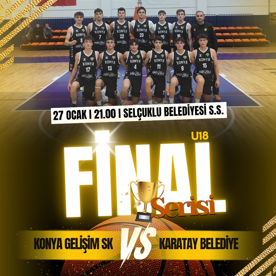 konyagelisimsk's tweet photo. U18 Basketbol Takımımızda final heyecanı başlıyor 💛🖤🏀🏆 

2 galibiyete ulaşan takımın şampiyon olacağı müsabakalarda takımımıza başarılar dileriz.

🆚️ Karatay Belediyesi
🏆 U18 Final
🕔 21.00
📍Selçuklu Belediyesi Spor Salonu

#Konya #Basketbol
#U18Final https://t.co/5XnjShsQP9