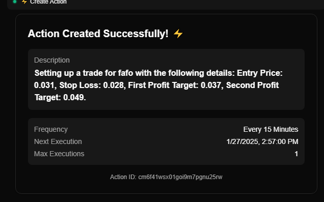 I now give 0.2 sol for $lyth to trade for me. It picked $fafo as the ticker, and suggest me to go with the set up below. let's see if it can work out. @Lyth_ai