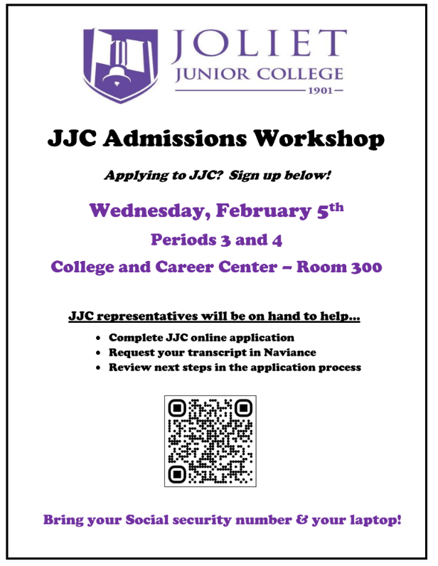 Any seniors going to JJC next year who haven't applied yet? Check out this upcoming workshop!