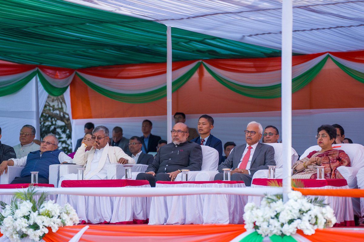 manipur_cmo's tweet photo. Hon'ble CM N Biren Singh attended the Beating the Retreat ceremony at 1st Bn. Manipur Rifles Parade Ground, Imphal, today. https://t.co/MAOUQN6uEE