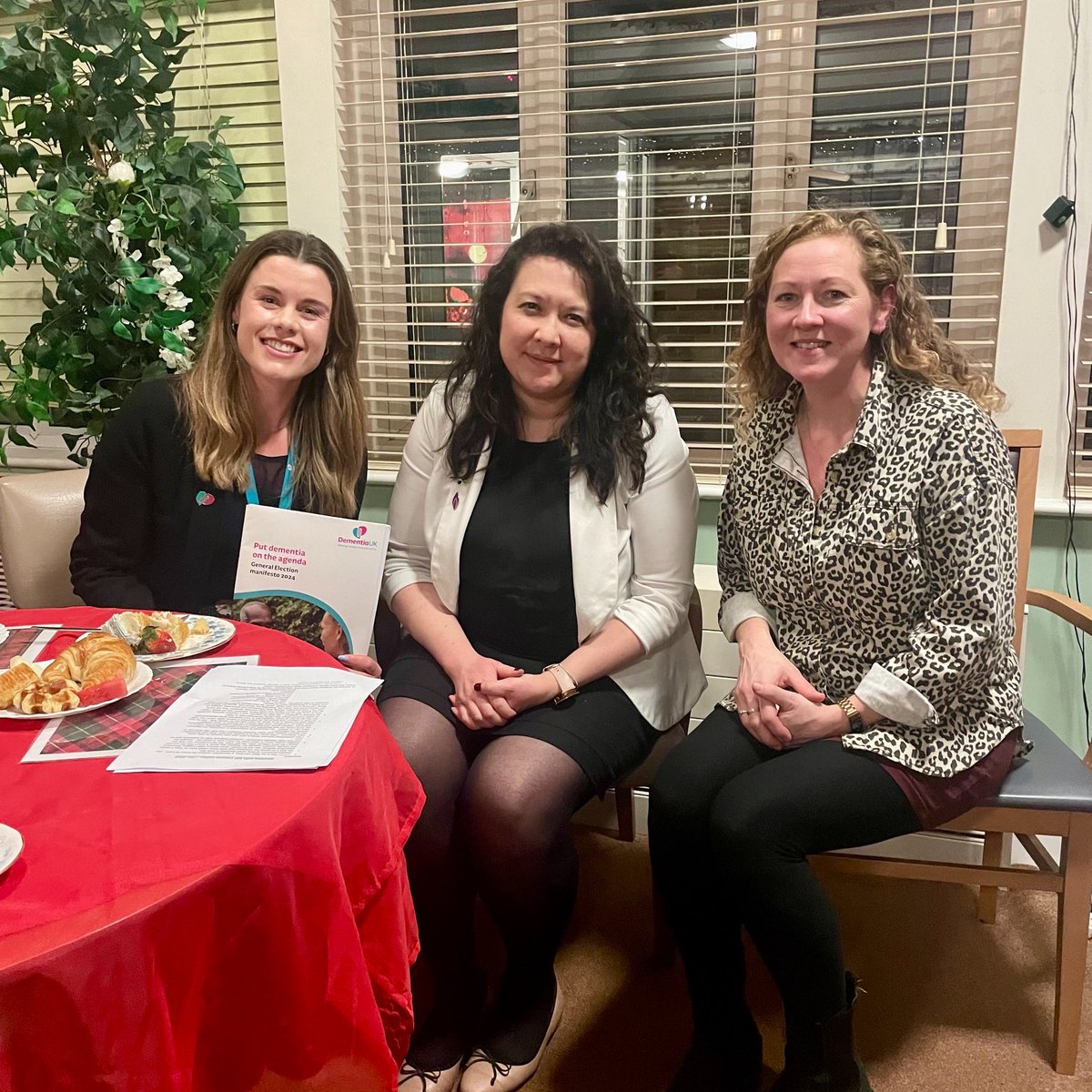 DementiaUK's tweet photo. Thanks to Victoria Collins MP @tweetingcollins for meeting our Campaigns Manager Beth and supporter Clare who powerfully shared her experience of caring for her late Mam and why #dementia care must be fixed for other families. 💙

We were hosted by the fantastic staff at Willow Court care home @QuantumCareLtd and joined their dementia friendly singalong. 🎶