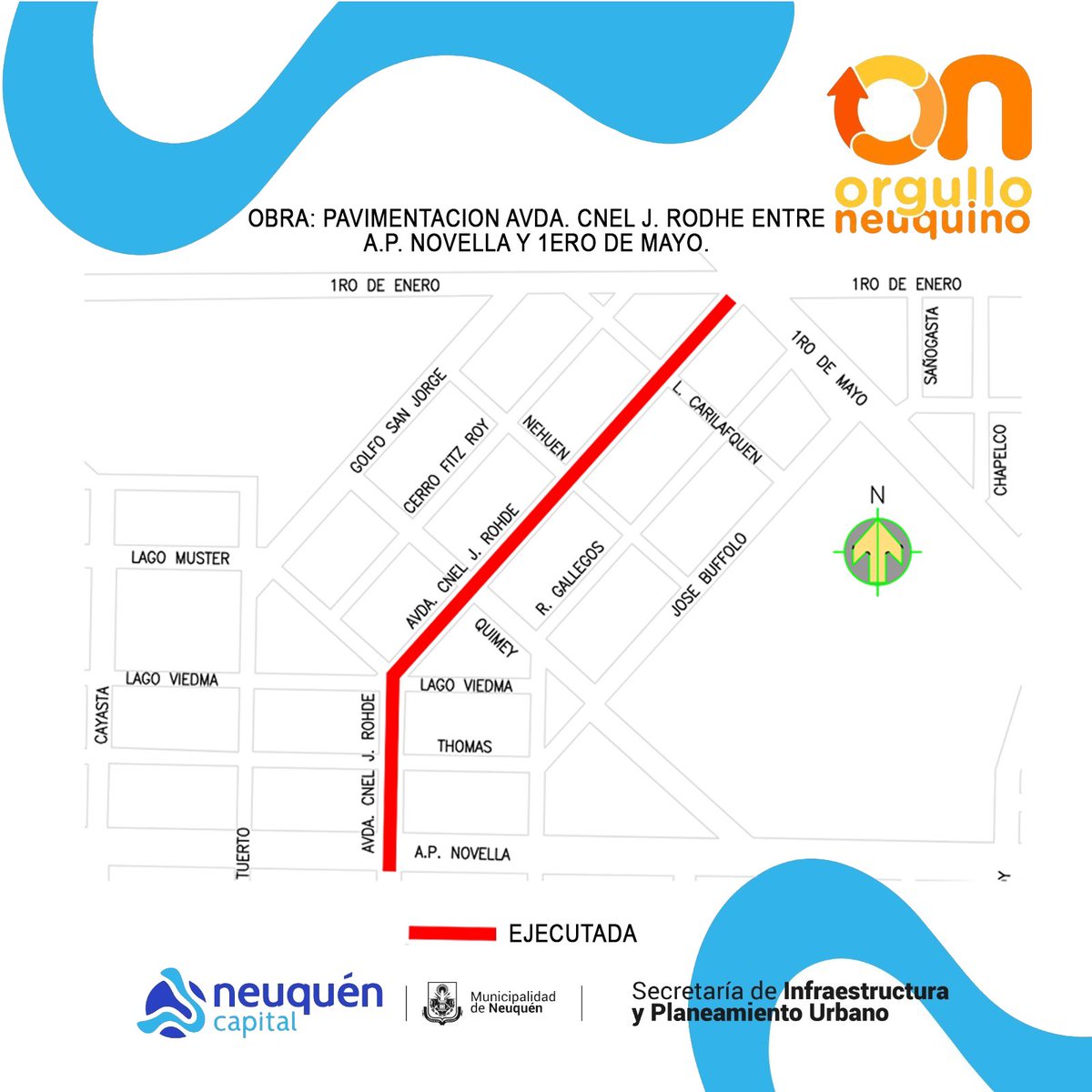 ANicolaOK's tweet photo. 🚧👷En #GranNeuquénNorte inauguramos la pavimentación de Rodhe e/ Novella y 1° de Mayo, una troncal que optimiza la conectividad del #Oeste .
☔️La obra incluyó la construcción de un nuevo canal pluvial, fundamental para dar solución al problema histórico de drenaje de agua. https://t.co/fzrd4uR9br