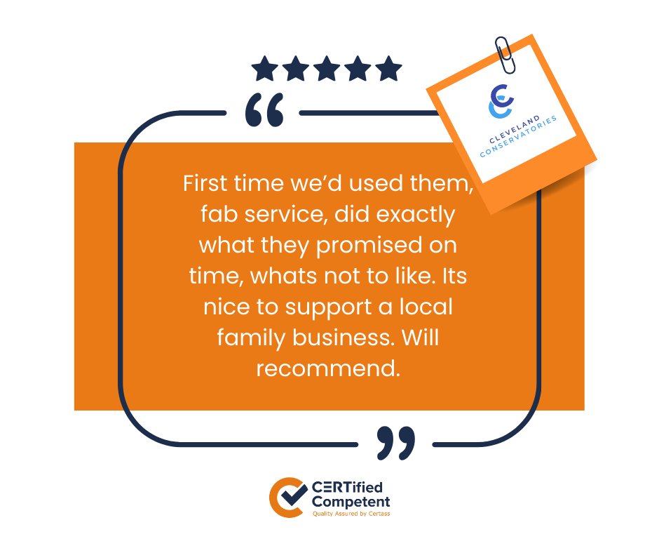 ⭐ First impressions matter, and Cleveland Conservatories delivered a fab service! 👏 A local family business that keeps its promises, finishes on time, and leaves customers delighted—what’s not to like? 💯