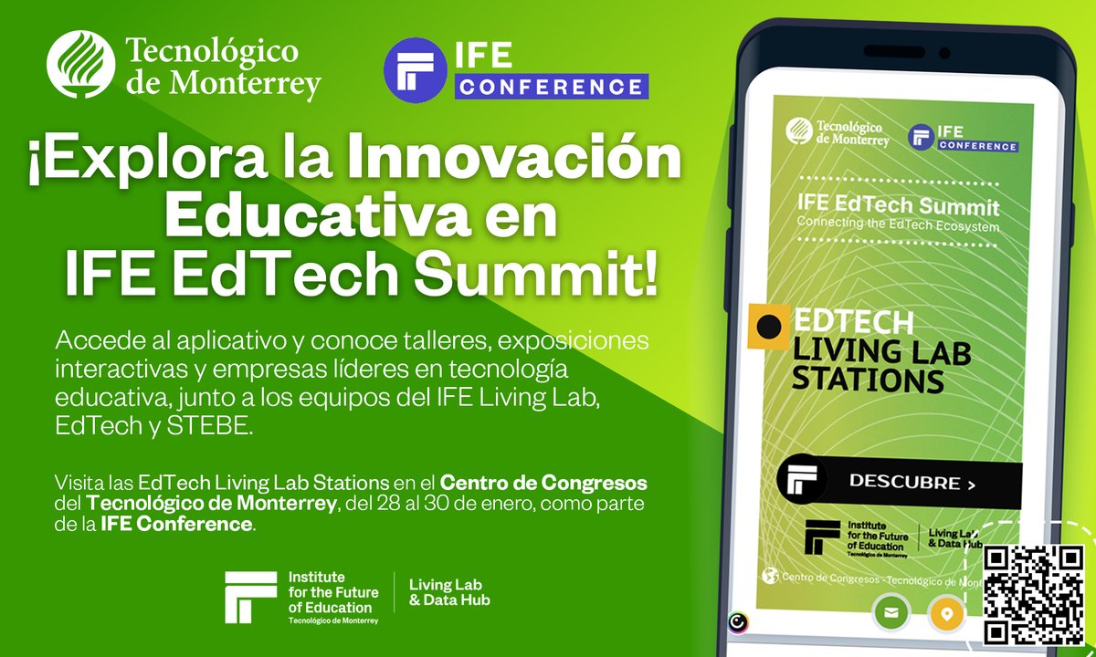 Visita las EdTech Living Lab Stations en el Centro de Congresos del <a href="/TecdeMonterrey/">Tecnológico de Monterrey</a> , del 28 al 30 de enero, como parte de la <a href="/IFEconference/">IFE Conference</a>.
Usa el aplicativo para estar informado y registrarte en los talleres presenciales 🚀view.genially.com/6795a4a3a7454f…
¡Bienvenidos!
