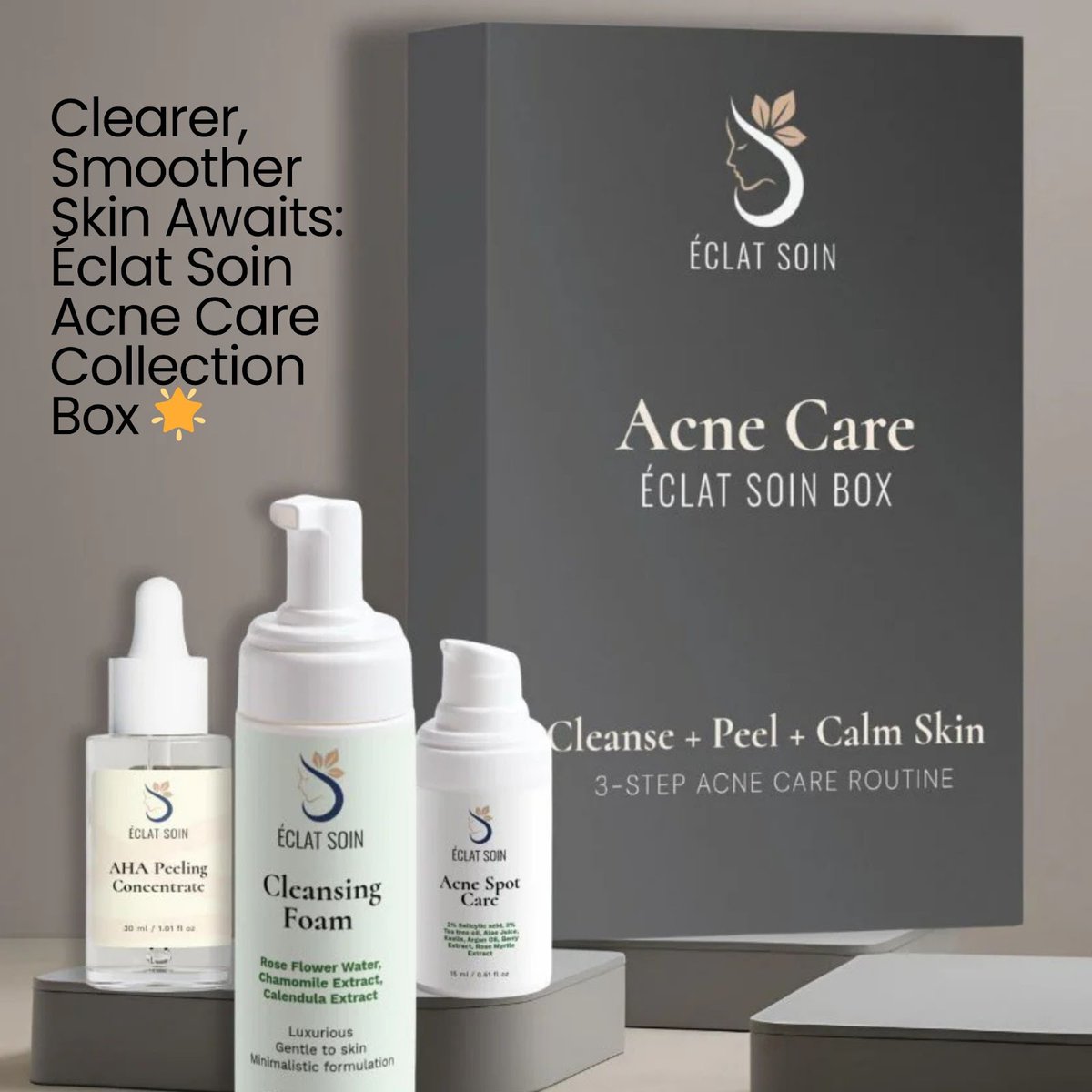 ECLAT_SOIN's tweet photo. Take control of your skin with the Éclat Soin Acne Care Collection Box! This powerful set is designed to tackle acne, reduce redness, and promote a fresh, clear complexion. 
.
#EclatSoin #AcneCare #ClearSkinJourney #BlemishFree #HealthySkin #SkincareGoals #AcneSolutions https://t.co/bul0byouWt