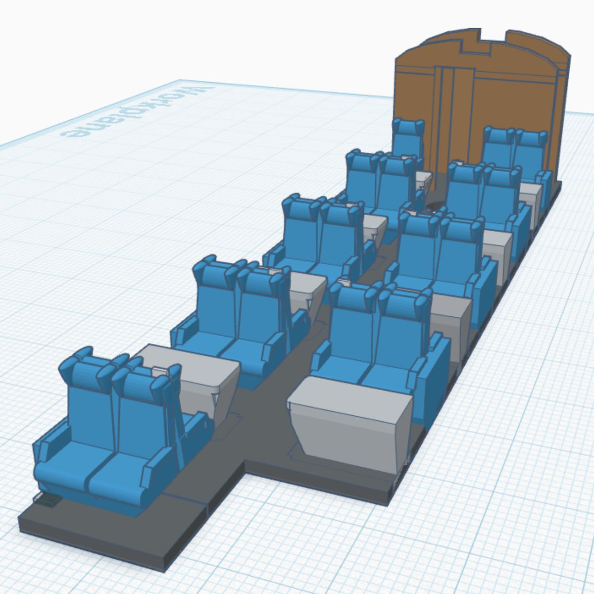 PaterPracticus's tweet photo. @TheMagPi More #HackspaceMonday than #MagPiMonday this week! I've designed a new interior for my old model railway carriages with @tinkercad and 3D printed in a nice blue filament before adding LED lighting. https://t.co/1hIZ4hXOIx