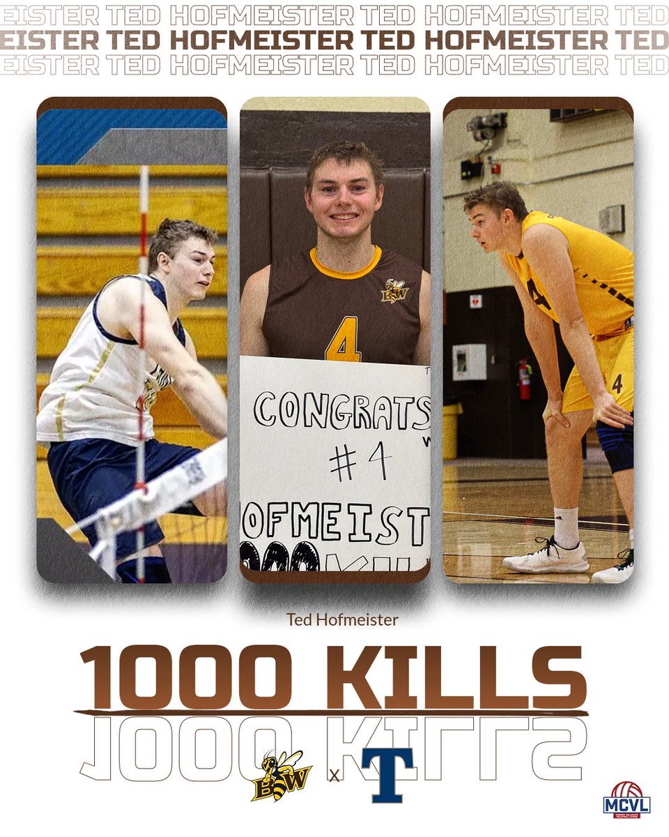 Baldwin Wallace Men's Volleyball (@bwmensvb) on Twitter photo Congrats to Grad Transfer OH Ted Hofmeister on eclipsing the 1000 Career Kills mark on Friday January 24
A great presence in the <a href="/MCVLVolleyball/">MCVL Volleyball</a> for 4 years, amassing over 900 kills for <a href="/trinemvb/">Trine Men's Volleyball</a>, POTY in 2024, and now continuing his career at BW for a 5th and final season! Congrats to Grad Transfer OH Ted Hofmeister on eclipsing the 1000 Career Kills mark on Friday January 24
A great presence in the <a href="/MCVLVolleyball/">MCVL Volleyball</a> for 4 years, amassing over 900 kills for <a href="/trinemvb/">Trine Men's Volleyball</a>, POTY in 2024, and now continuing his career at BW for a 5th and final season!