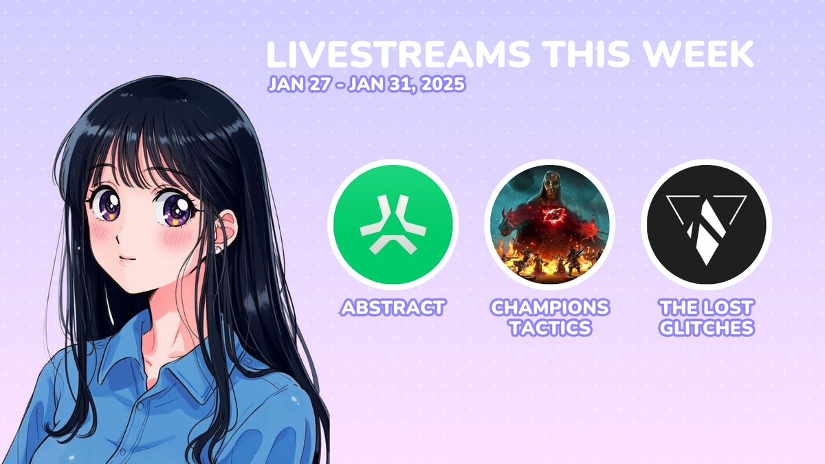 losercoredao's tweet photo. new week, new games!

we’ve got an exciting lineup this week, and mother @0xPatchara is exploring some new games 🌸

- @AbstractChain 
- @ChampionsVerse 
- @TheLostGlitches 

see you there~ https://t.co/zmXp1hPHW0