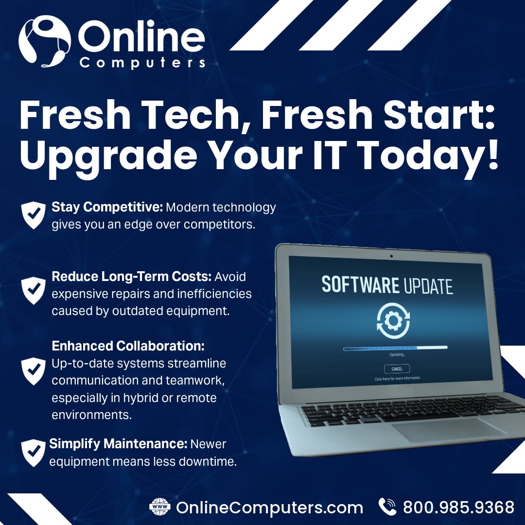 onlinecomputers's tweet image. Is your tech holding you back? 🖥️💡 Start the week strong with a tech refresh! Upgraded systems mean faster performance, better security, and increased productivity. Let us help you modernize your IT today! 🚀
OnlineComputers.com/contact
#TechRefresh #OnlineComputers #ITUpgrades