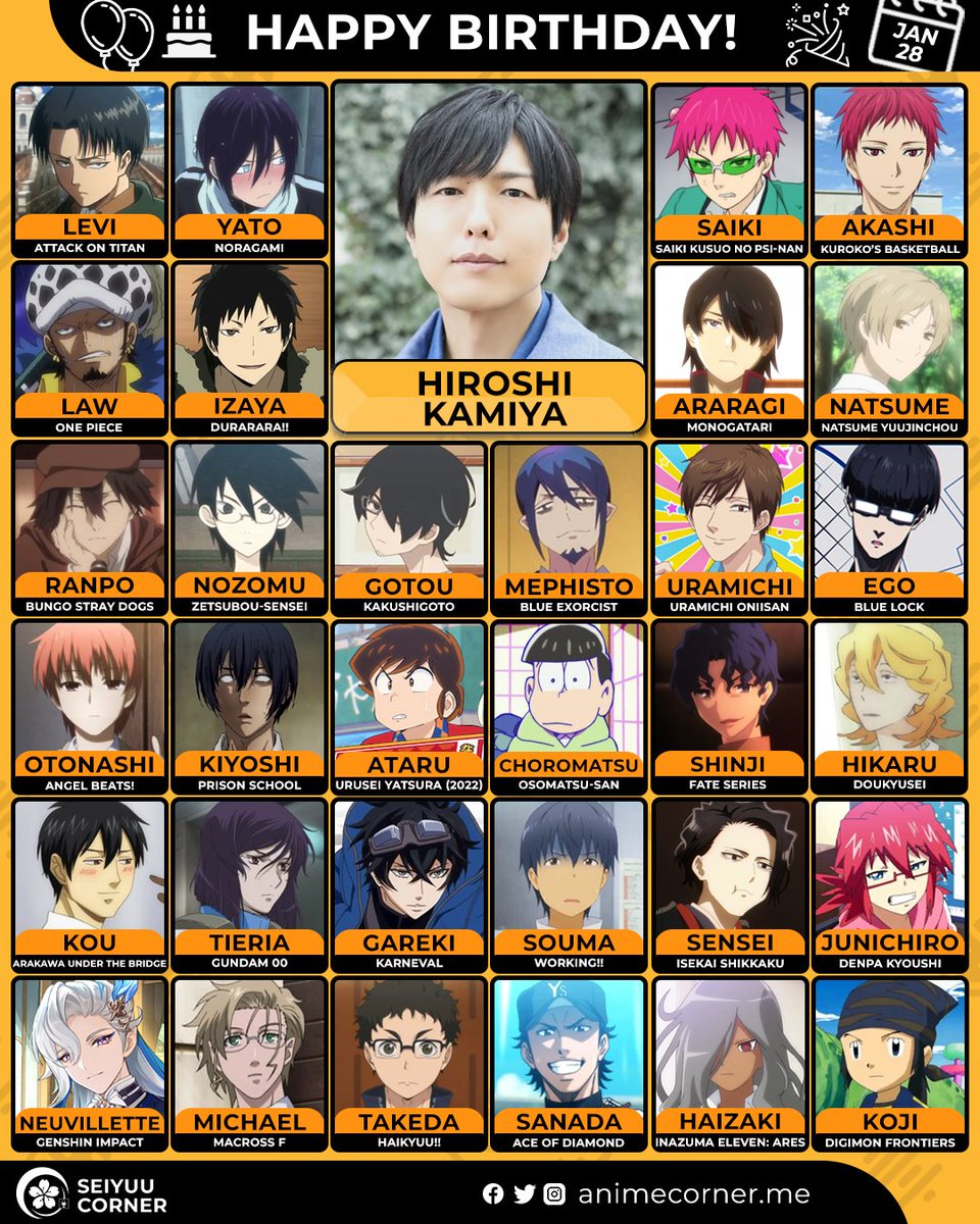 seiyuucorner's tweet photo. Happy 50th birthday Hiroshi Kamiya! 🎉

 #HiroshiKamiya #神谷浩史 https://t.co/kLP8gPfL4B
