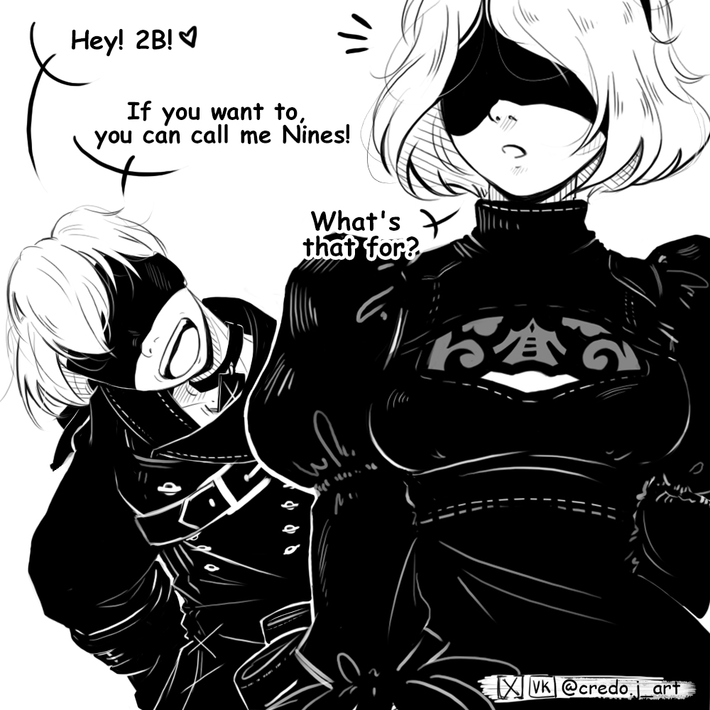 credoj_art's tweet photo. My favorite kind of pleasure - watching 2B brushing off 9S XD
P.S. At the second pic he's soo sweet! 

#NieR #NieR_Automata #2B #9S @yokotaro #NieRAutomata #comics  @NieRA_anime_EN @NieR_A_ANIME @SquareEnix @NieR_JPN https://t.co/9y1I8HC0Tg