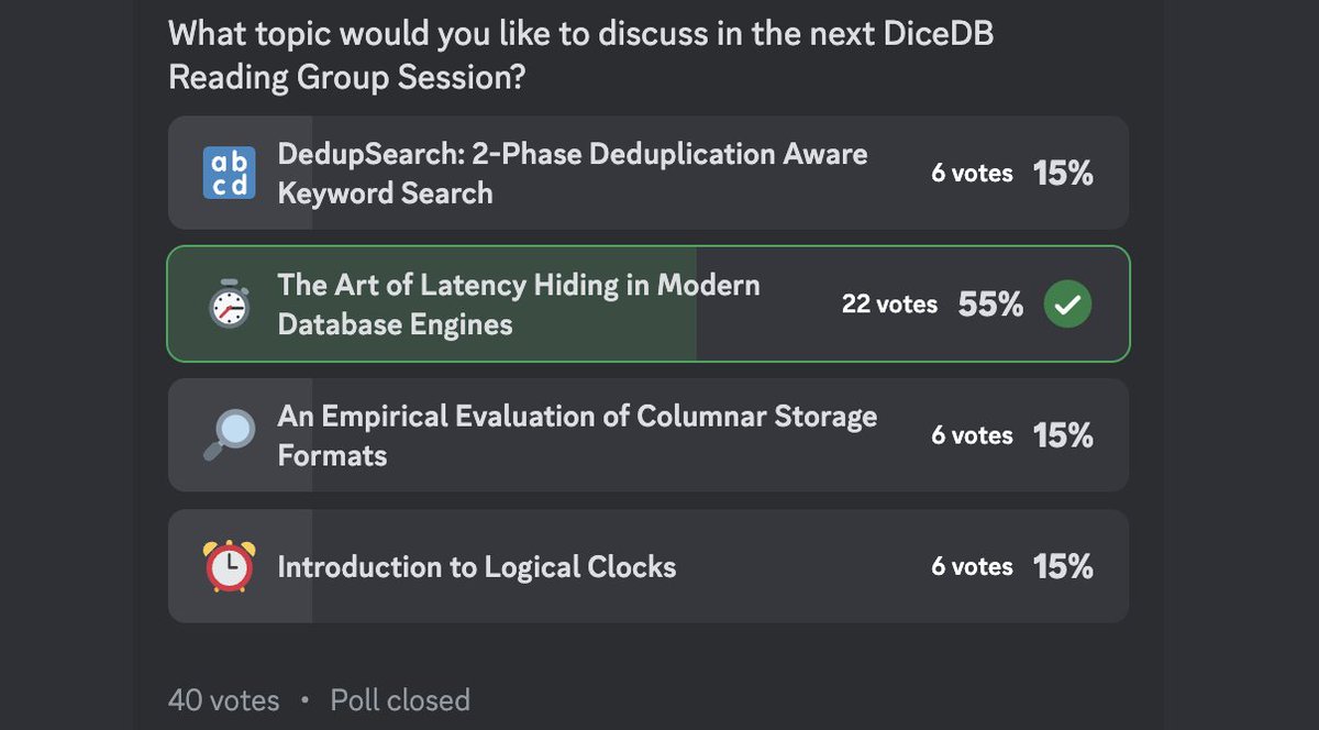 Elixir_Exchange's tweet image. ICYMI: The votes are in! In the next session of the @thedicedb reading group, we will discuss the #Researchpaper :
"The Art of Latency Hiding in Modern Database Engines"
I'll share the session dates soon 📅
Stay tuned ✨
#systemsarchitecture #SoftwareDevelopment  #Database